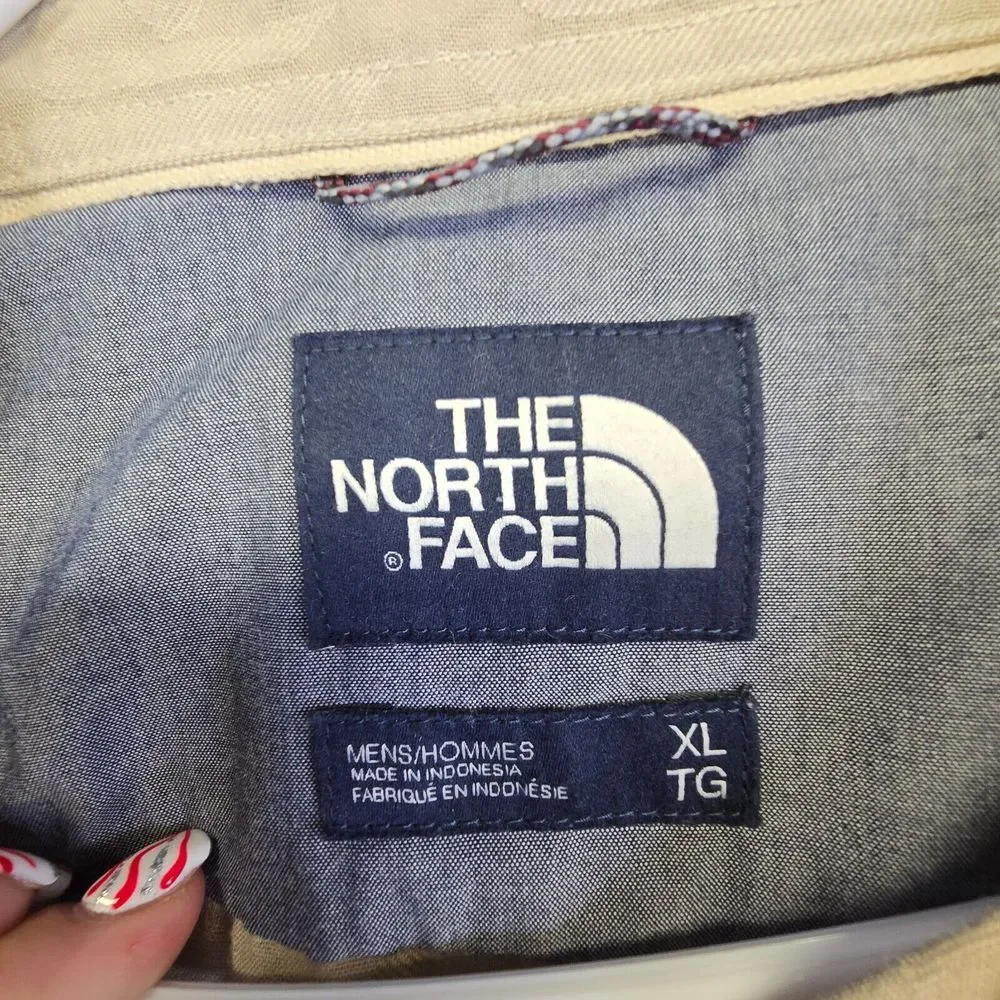 Vintage The North Face Shirt Men XL Beige Jacquard Aztec Grunge Classic Work 90s